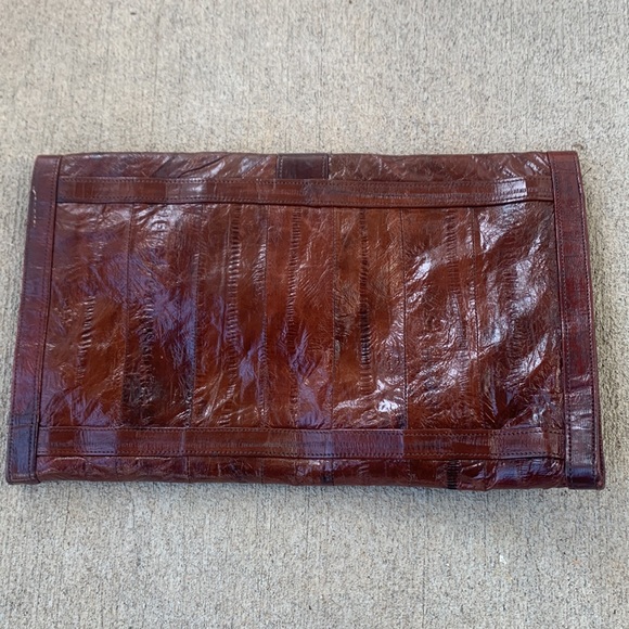 Vintage 80s eel skin wallet clutch 11 x 6 - Picture 2 of 6